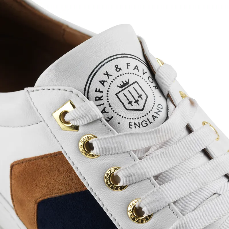 Fairfax and Favor Alexandra White Leather Trainer Navy Tan-1